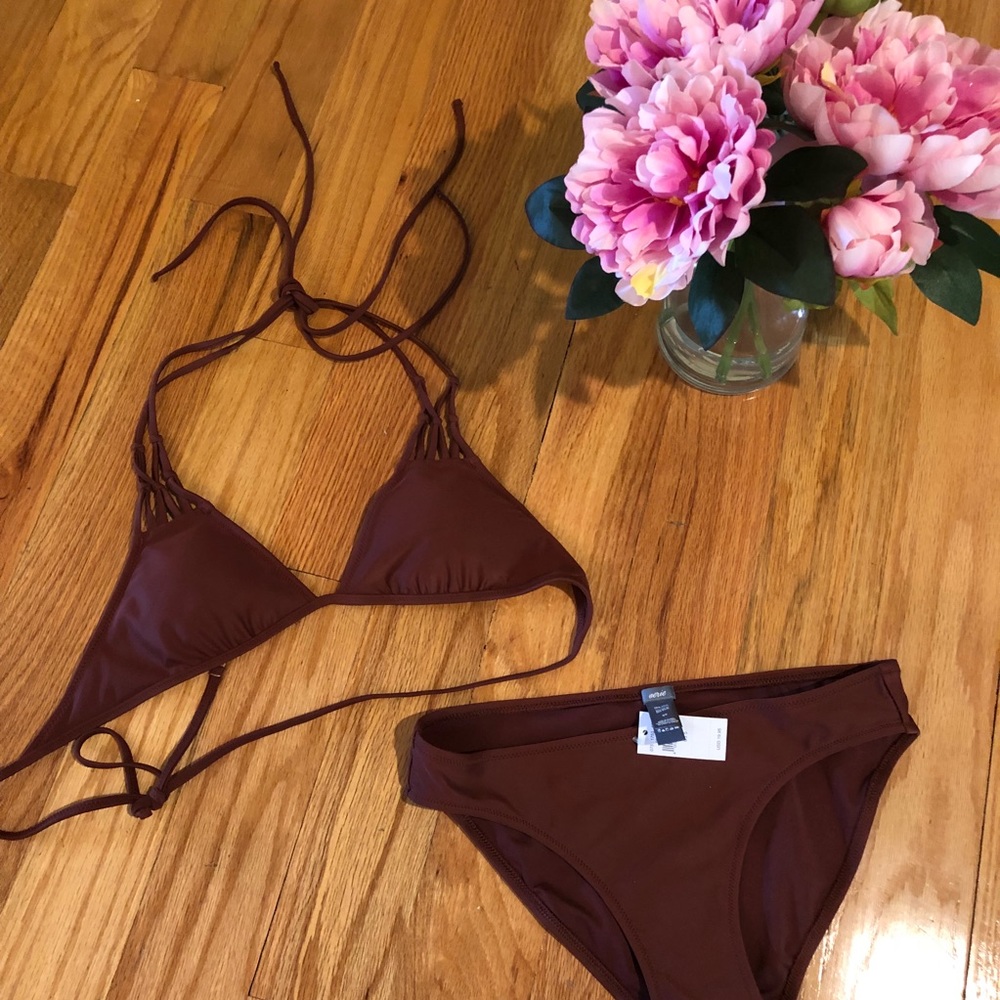NWT brown macrame aerie bikini